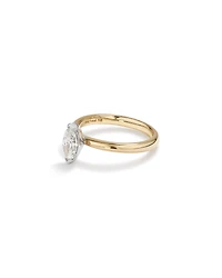 Bague de fiançailles solitaire diamant taille marquise certifiée TW de 0,70 carat en or jaune et blanc 18 carats