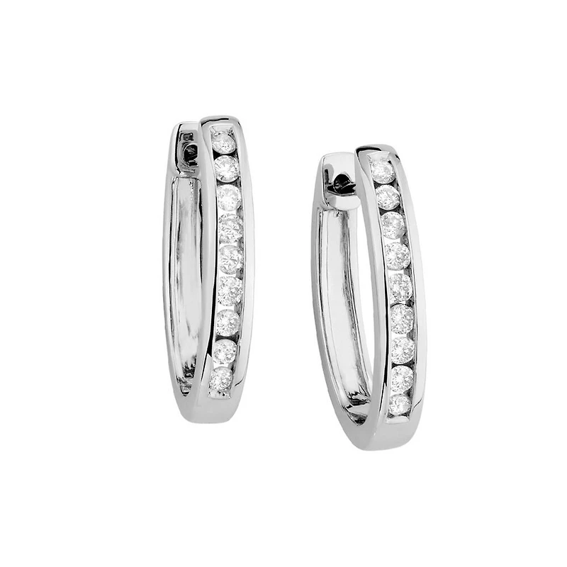 Huggie Earrings with 0.50 Carat TW of Diamonds in 10kt Rose Gold