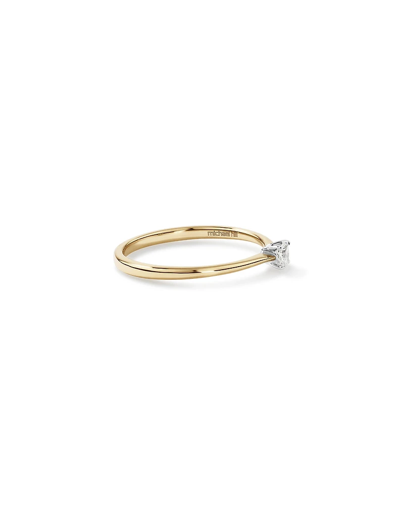 Oval Cut Diamond Solitaire Promise Ring in 10kt Yellow and White Gold