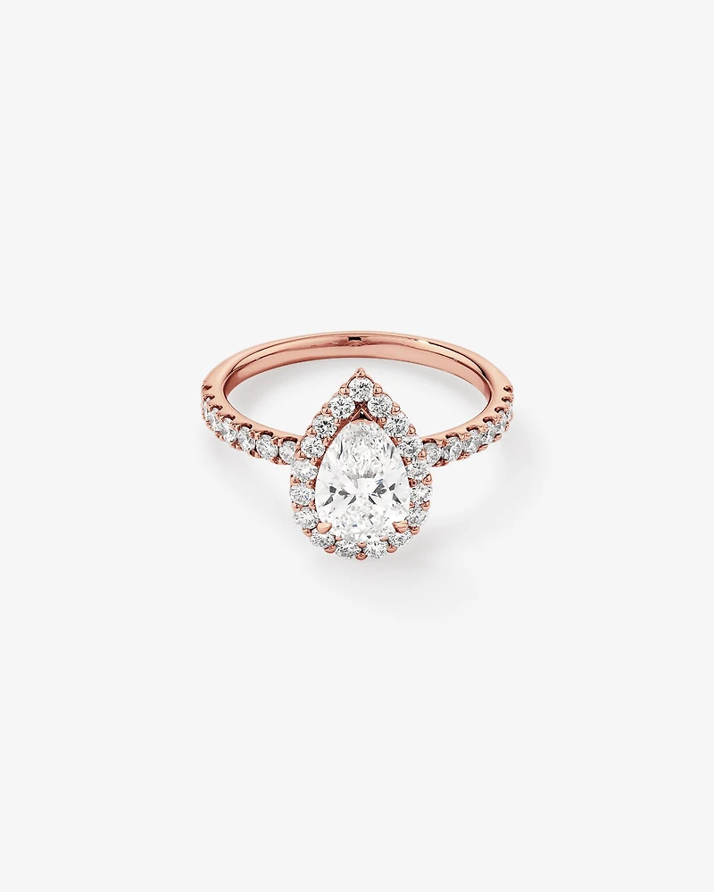 1.82 Carat TW Pear Cut Laboratory-Grown Diamond Halo Engagement Ring in 14kt White Gold