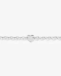 Heart Disc Oval Belcher Bracelet in Sterling Silver