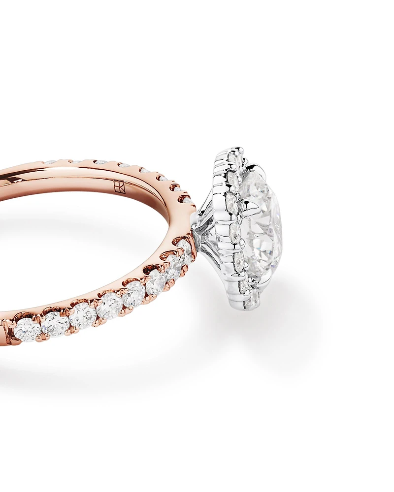 1.79 Carat TW Round Brilliant Laboratory-Grown Diamond Halo Engagemet Ring in 14kt White Gold