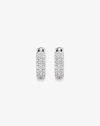 Cubic Zirconia Huggie Earrings in Sterling Silver