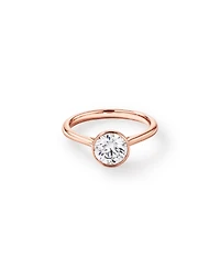 Bague De Fiançailles En Diamant De Laboratoire Rond Brillant De 1,25 Carat Poids Total, Sertie Dans Un Chaton En Or Jaune 14 Carats