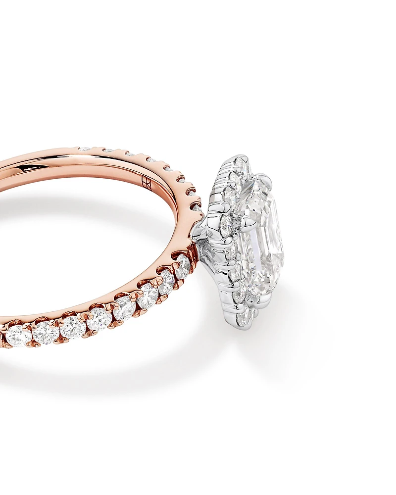 1.78 Carat TW Emerald Cut Laboratory-Grown Diamond Halo Engagement Ring in 14kt White Gold