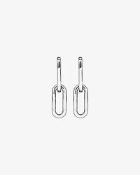 Paperclip Huggie Drop Earrings in Sterling Silver