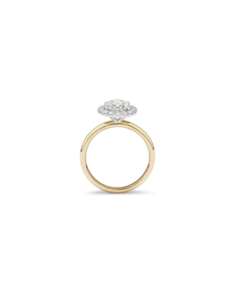 2.34 Carat TW Oval Cut Laboratory-Grown Diamond Halo Engagement Ring in 14kt Yellow and White Gold