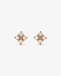 Australian Opal & Diamond Accent Stud Earrings in 10kt Yellow Gold