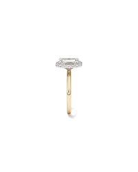 Carat TW Emerald Cut Laboratory-Grown Diamond Halo Engagement Ring in 14kt Yellow and White Gold