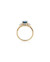 London Blue Topaz Ring with .46 Carat TW Diamonds in 14kt Yellow Gold