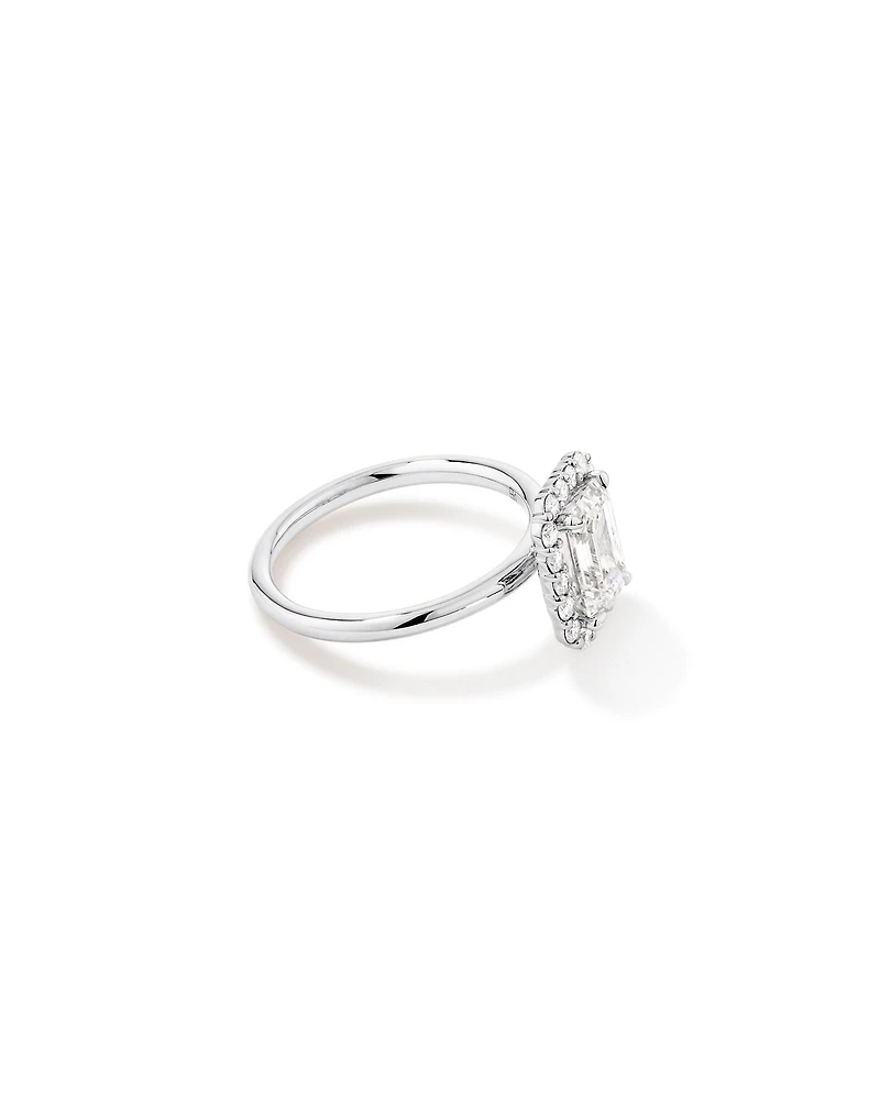 Carat TW Emerald Cut Laboratory-Grown Diamond Halo Engagement Ring in 14kt Yellow and White Gold