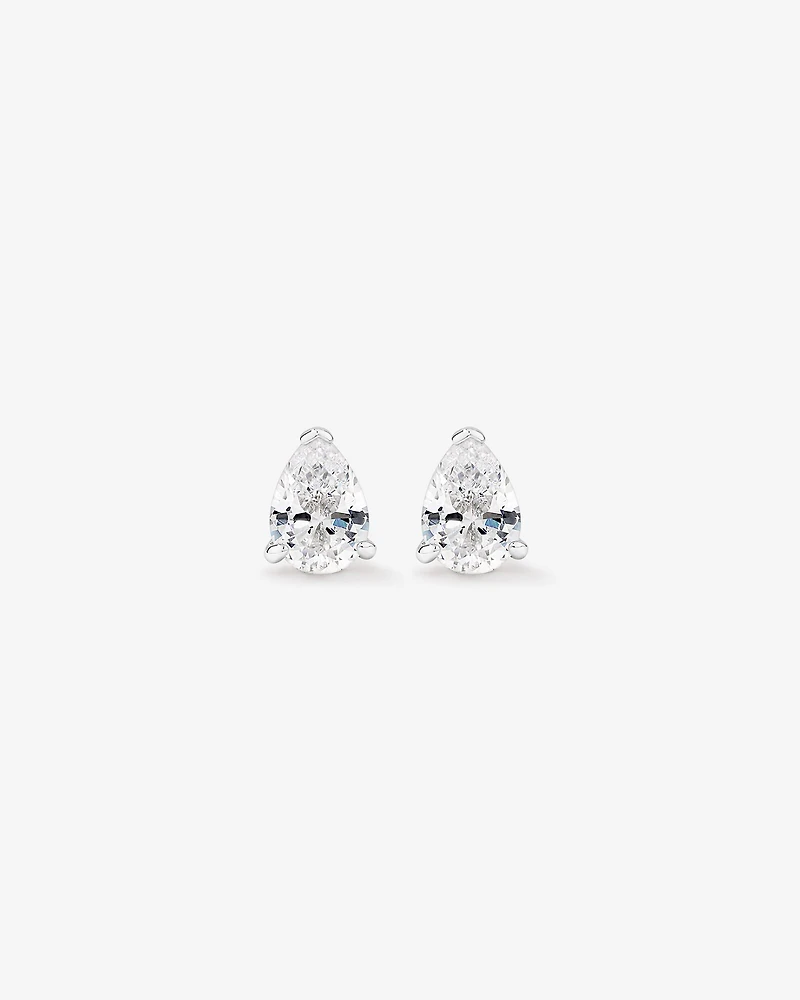 Pear Shape Cubic Zirconia Stud Earrings in Sterling Silver