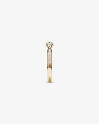 Bague de Fiançailles avec Accent Latéral en Diamant Rond Brillant et Baguette 0,77 Carat TW, et Princesse avec Halo Caché en Or Jaune 14 kt