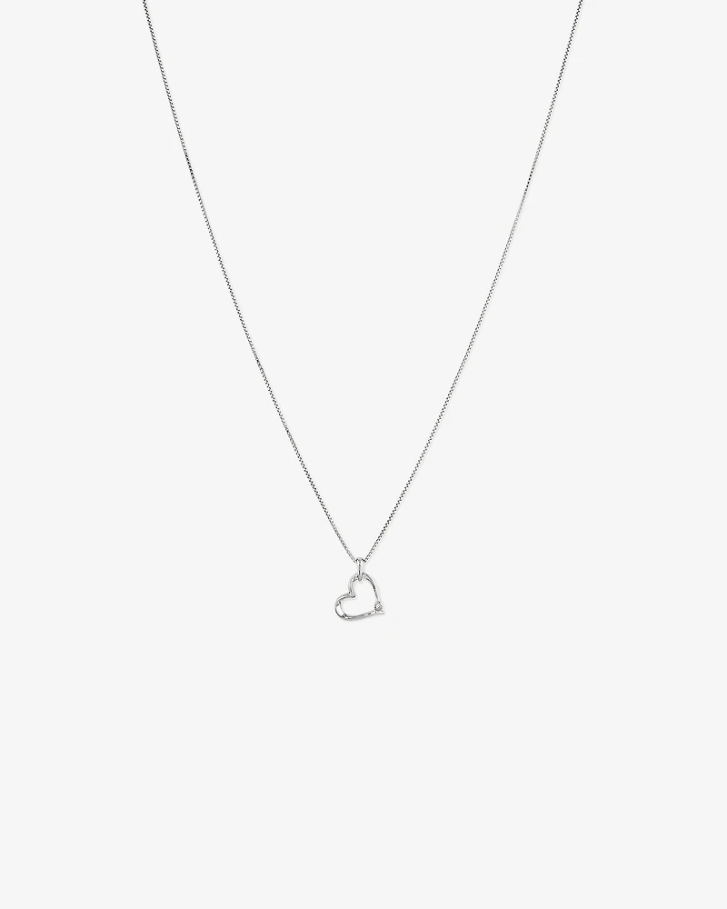 Heart Pendant with a Diamond in Sterling Silver