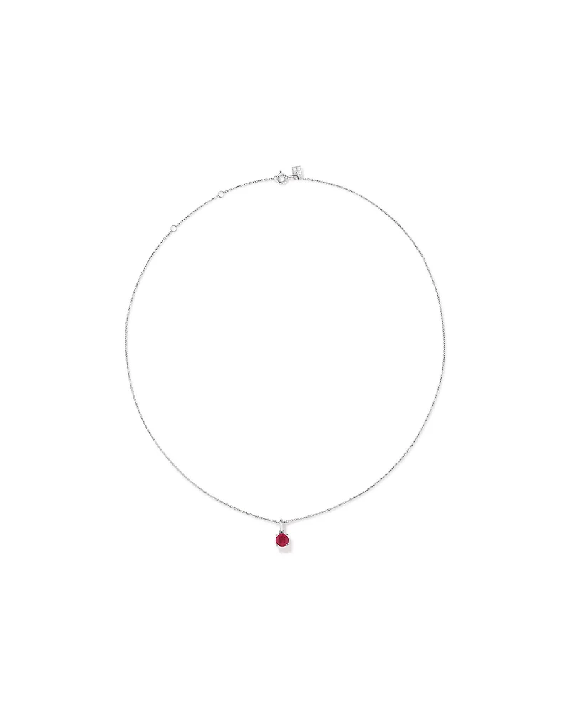 Round Cut Red Created Ruby Gemstone Hoop Earrings and Pendant Necklace Set in Sterling Silver