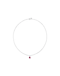 Round Cut Red Created Ruby Gemstone Hoop Earrings and Pendant Necklace Set in Sterling Silver