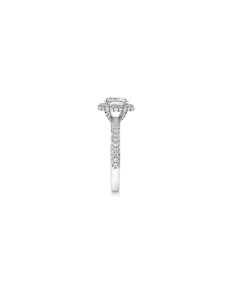 1.30 Carat TW Oval Cut Diamond Pave Halo Engagement Ring in Platinum