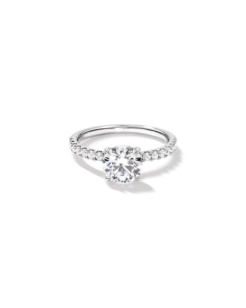 1.81 Carat TW Round Brilliant Lab-Grown Diamond Side Accent Engagement Ring in 14kt White Gold