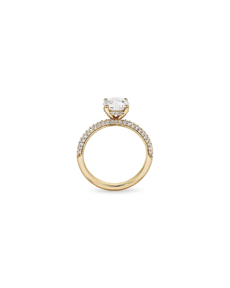 1.95 Carat TW Round Brilliant Laboratory-Grown Diamond Solitaire Side Accent Engagement Ring in 14kt White Gold
