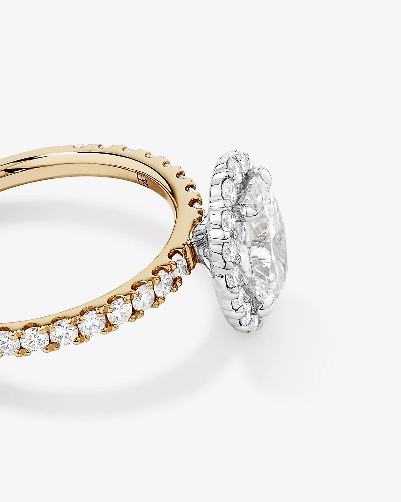 1.78 Carat TW Oval Laboratory-Grown Diamond Halo Engagement Ring in 14kt White Gold