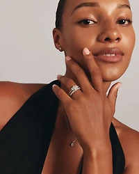 Bague De Mariage En Diamant De Laboratoire Rond Brillant De 0,60 Carat Poids Total Sertie De Griffes En Or Blanc 14 Carats