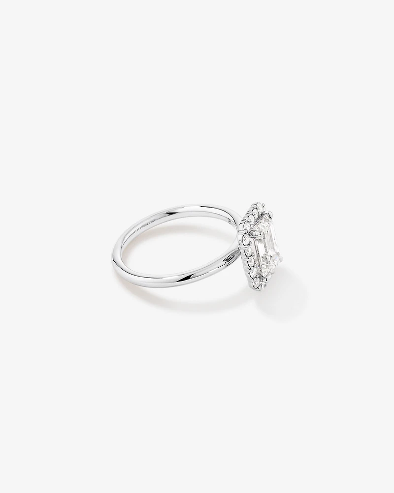 Carat TW Emerald Cut Laboratory-Grown Diamond Halo Engagement Ring in 14kt Yellow and White Gold