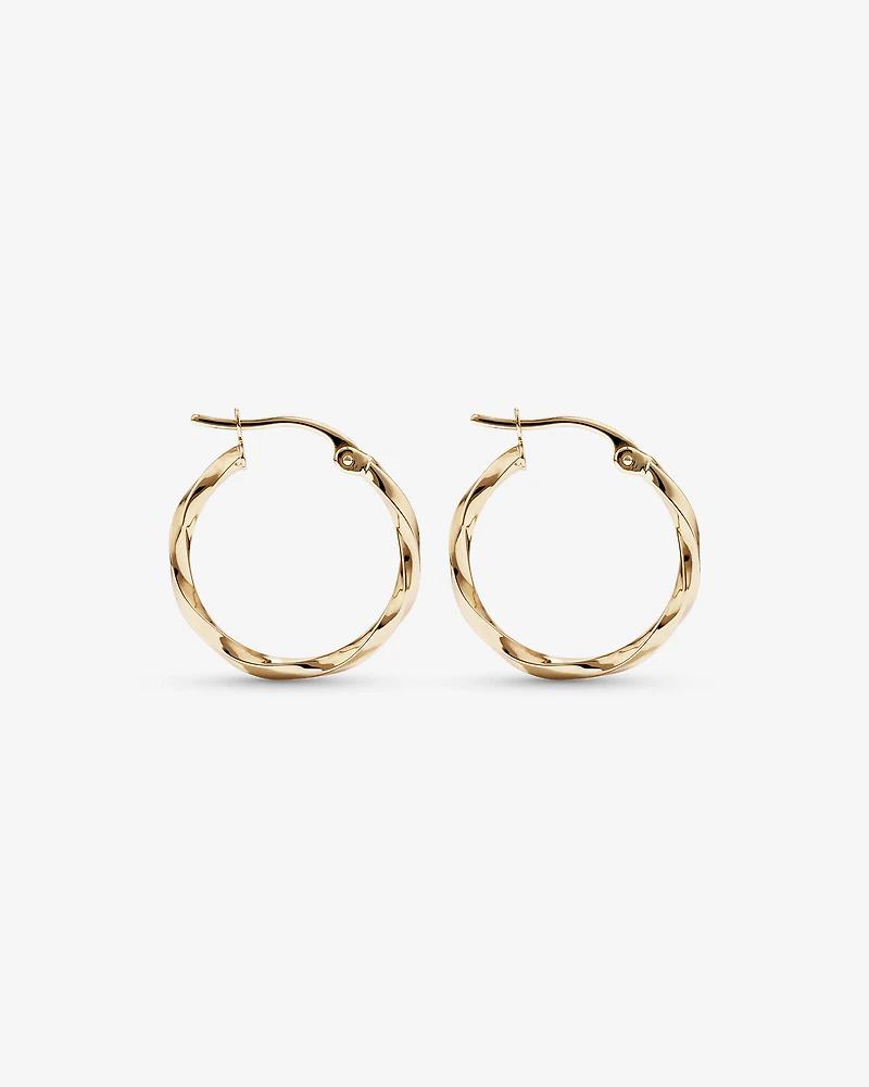 15mm Square Twist Hoop Earrings in 10kt Rose Gold