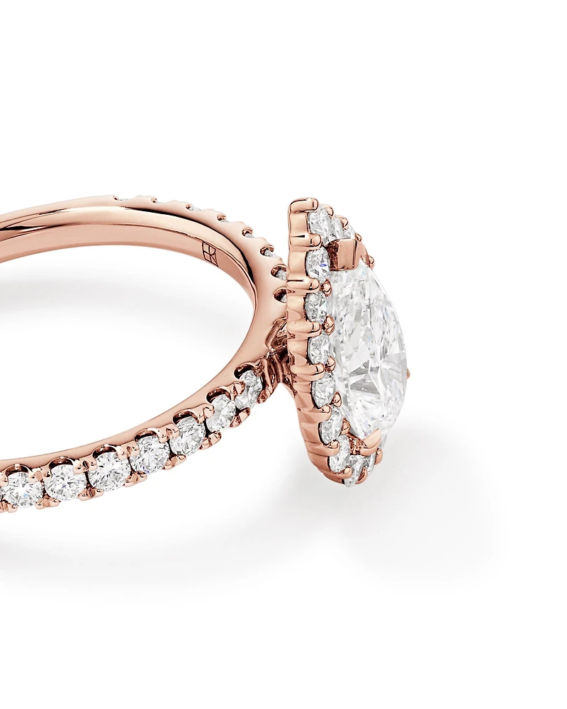 1.82 Carat TW Pear Cut Laboratory-Grown Diamond Halo Engagement Ring in 14kt White Gold