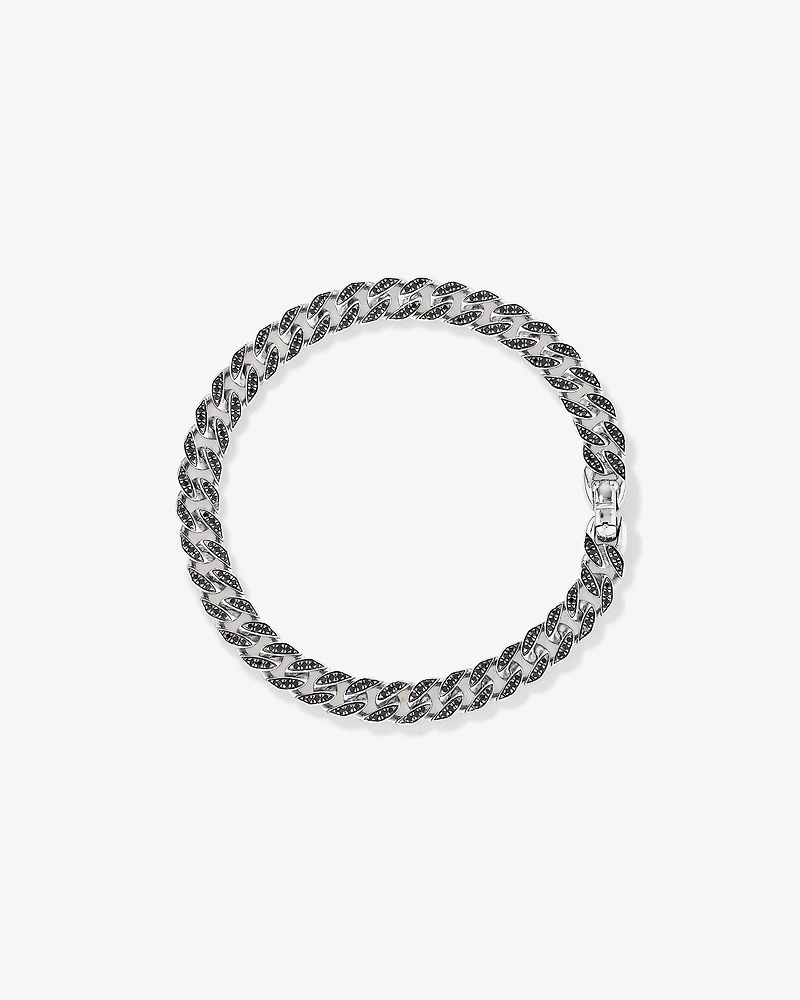 Men's 1.32 Carat TW Men's Black Diamond Cuban Bracelet in Sterling Silver
