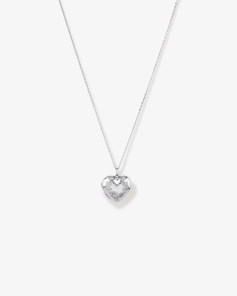 Collier médaillon coeur d’amour floral en argent sterling