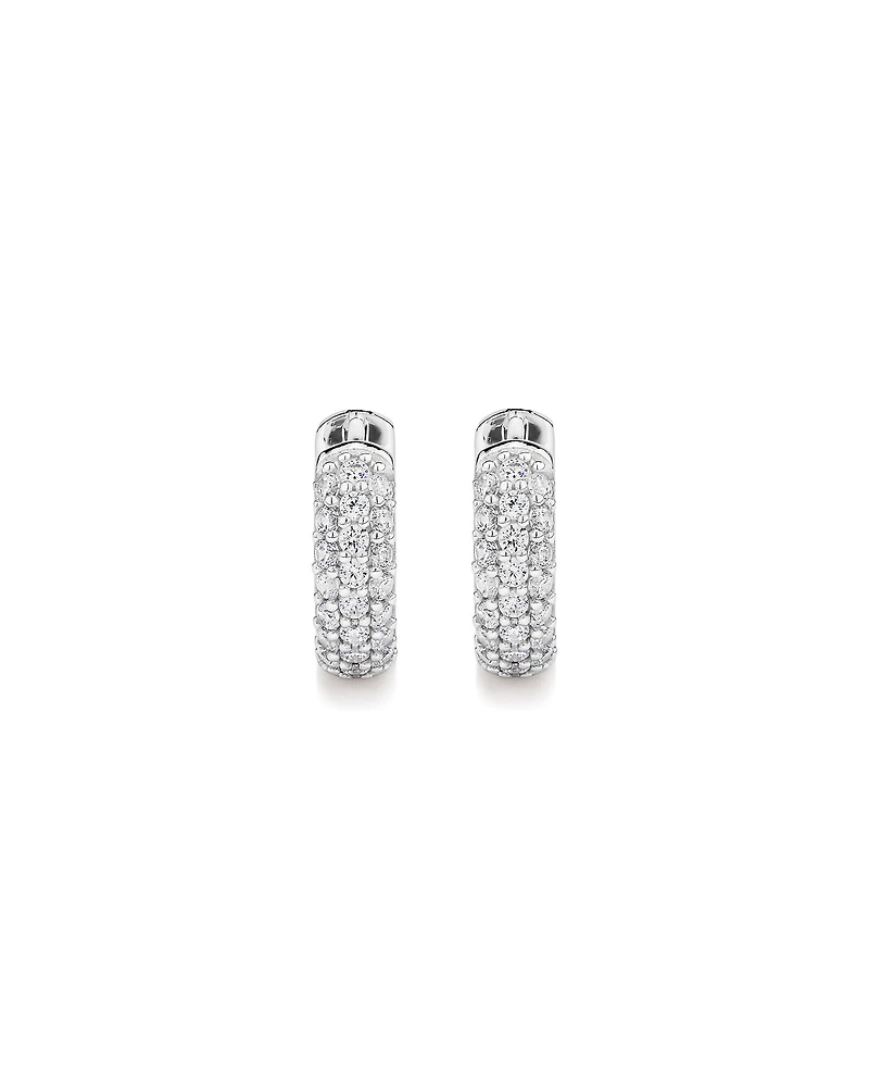 Cubic Zirconia Huggie Earrings in Sterling Silver