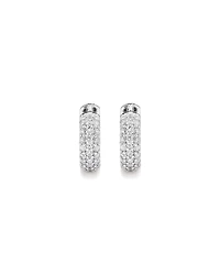 Cubic Zirconia Huggie Earrings in Sterling Silver