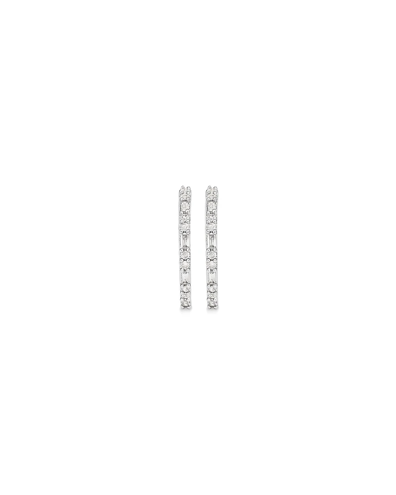 0.25 Carat TW Diamond Dot Dash Hoop Earrings in 10kt White Gold