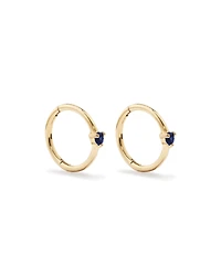 Boucles d'oreilles dormeuses avec accent de pierres précieuses saphir bleu en or jaune 10 carats