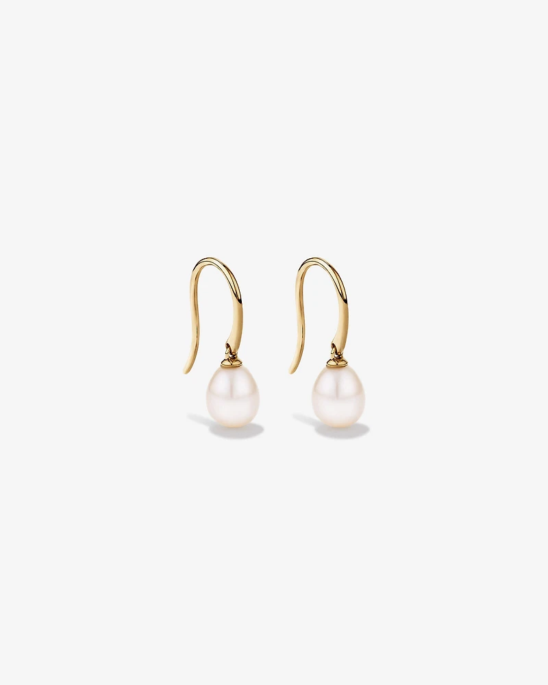 Drop Earrings with Cultured Freshwater Pearl in 10kt Yellow Gold