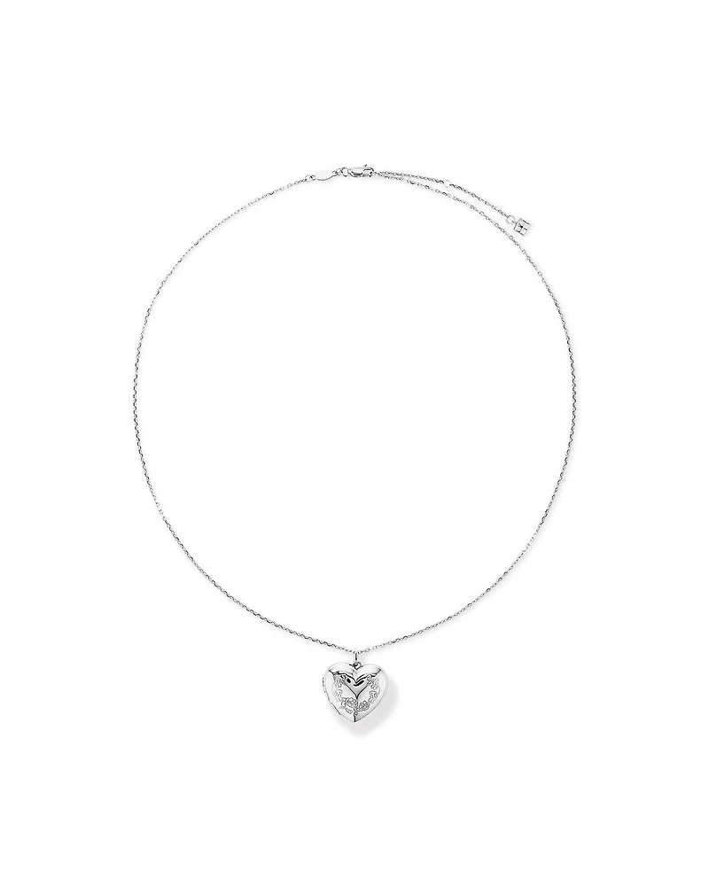 Collier médaillon coeur d’amour floral en argent sterling