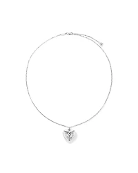 Collier médaillon coeur d’amour floral en argent sterling