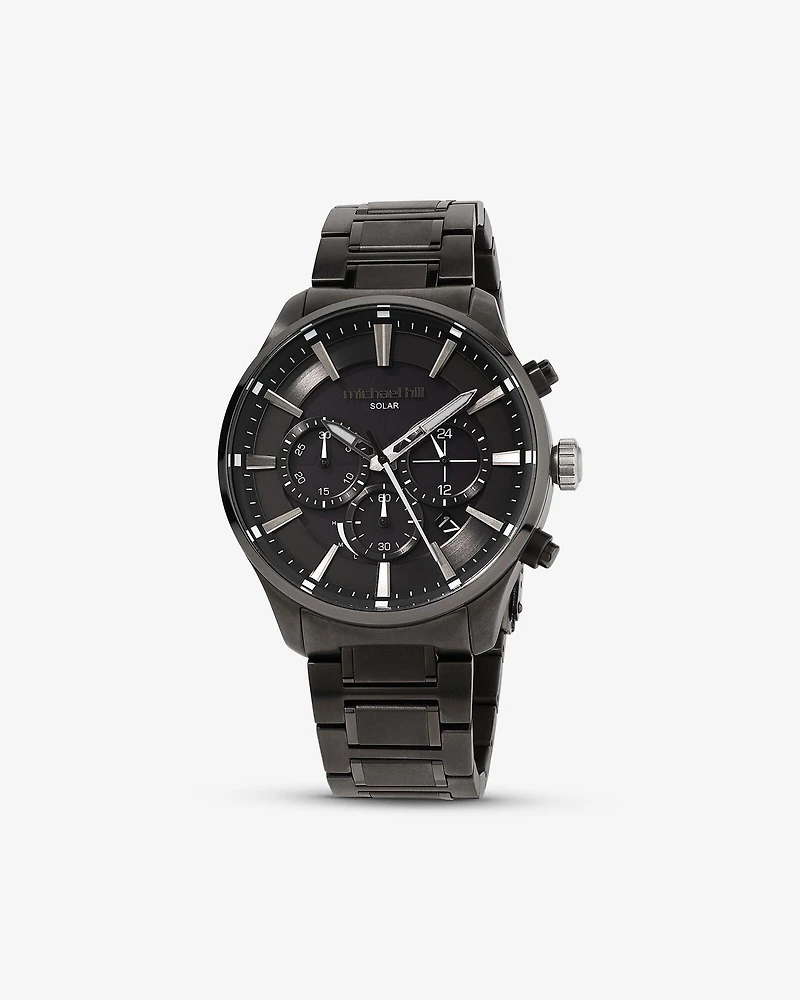 Solar Powered Men's Watch with Black Tone in Stainless Steel