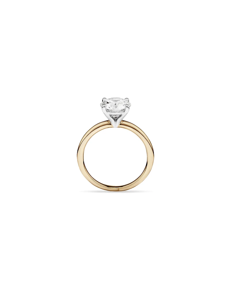 Bague De Fiançailles Solitaire En Diamant De Laboratoire Rond Brillant De 2 Carats Poids Total En Or Blanc 14 Carats