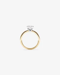 Bague de fiançailles solitaire en or jaune et blanc 14 carats, taille ovale, diamant de synthèse de 2,00 carats