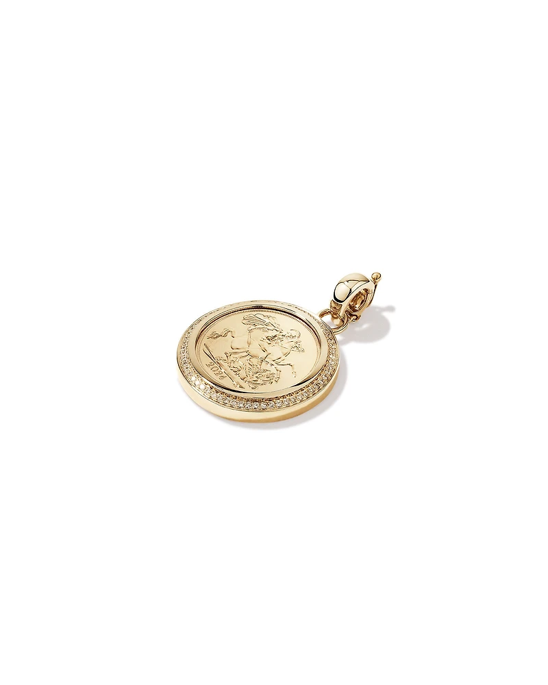 0.33 Carat TW Diamond Full Sovereign Medallion Pendant in 10kt and 22kt Yellow Gold