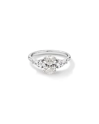1.65 Carat TW Three Stone Oval and Pear Shaped Laboratory-Grown Diamond Engagement Ring in 14kt White Gold