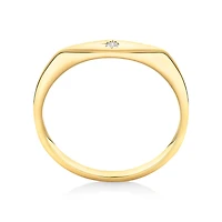 Diamond Star Accent Narrow Signet Ring in 10kt Yellow Gold