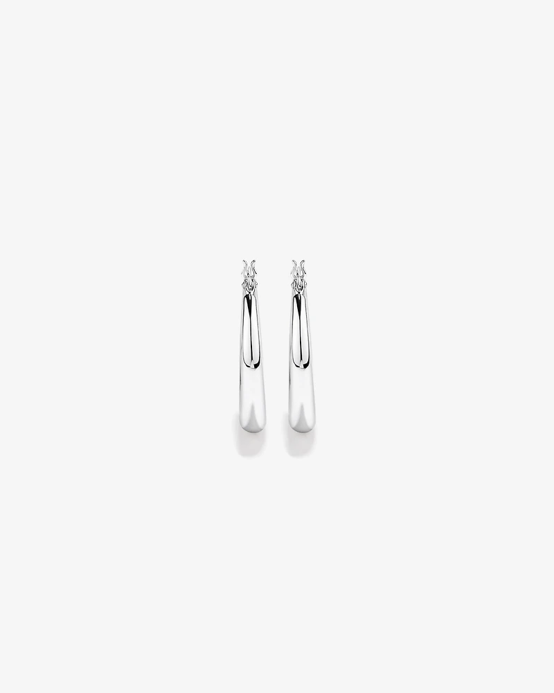 Graduated Domed Hoop Earrings in Sterling Silver