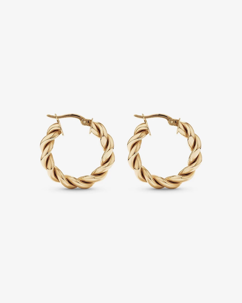 Croissant Twist 15mm Hoop Earrings in 10kt Yellow Gold