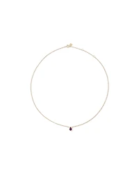 Pear Cut Purple Amethyst Gemstone Pendant Necklace Bezel Set in 10kt Yellow Gold