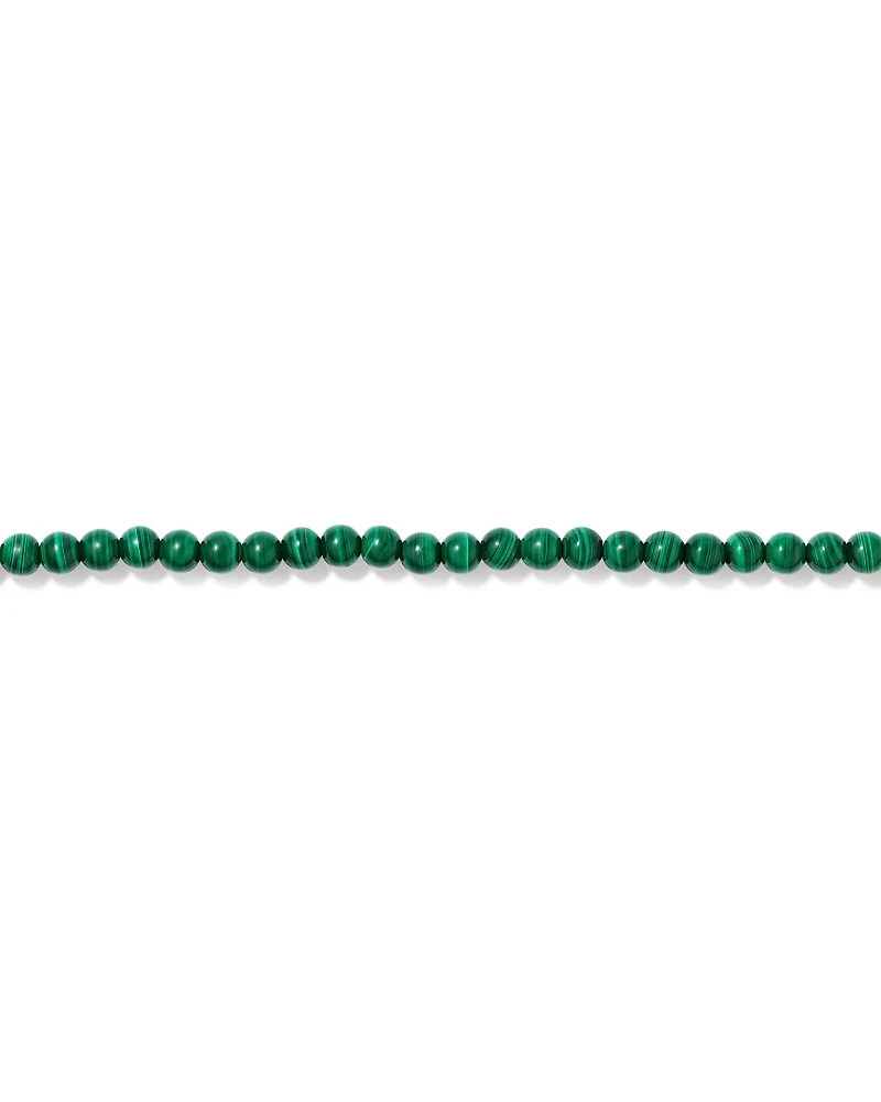 21cm Malachite Bead Bracelet in Sterling Silver