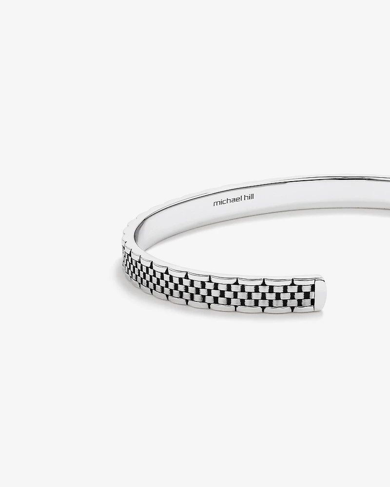 Bracelet rigide texturé à motif de maillons pour hommes en argent sterling