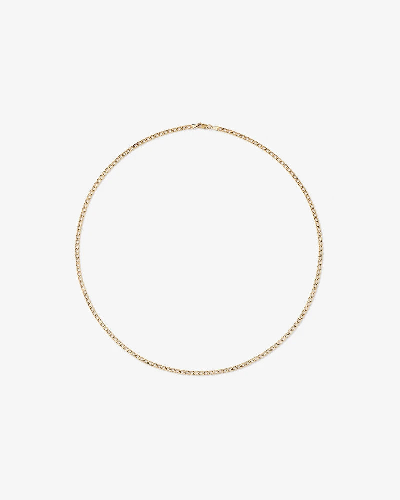 55cm (22") 3mm-3.5mm Width Hollow Curb Chain in 10kt Yellow Gold