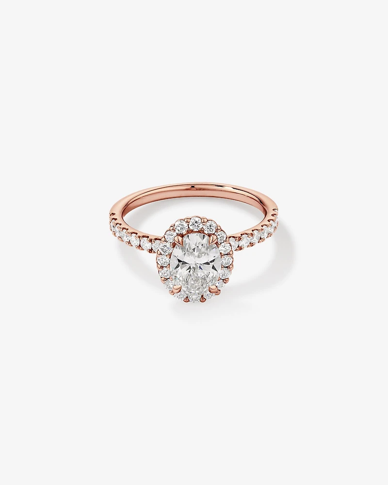 1.78 Carat TW Oval Laboratory-Grown Diamond Halo Engagement Ring in 14kt White Gold